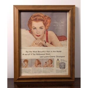 Vintage‎ 1953 Arlene Dahl Lustre-Creme Shampoo Framed Magazine Advertisement